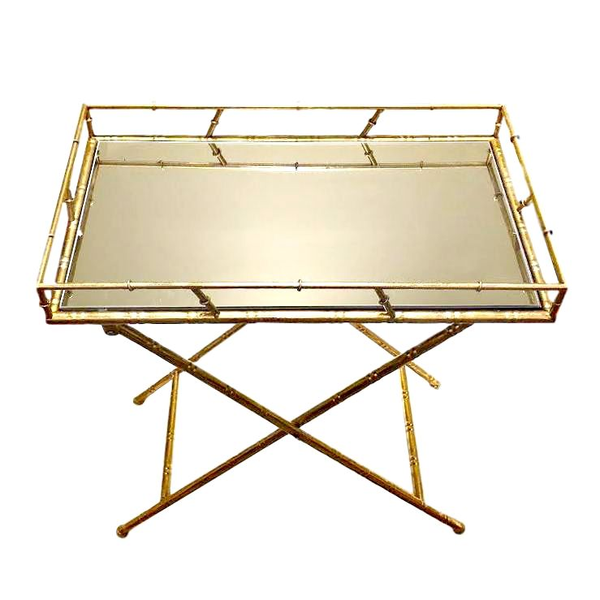 Gold and Mirror Tray Table