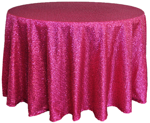 120" Hot Pink Sequin Round Tablecloths