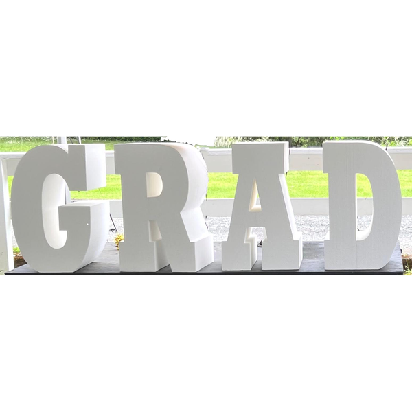 3' High 3D White Foam GRAD Letters