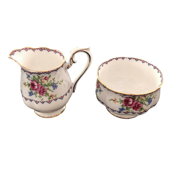 Petite Point Cream and Sugar Set