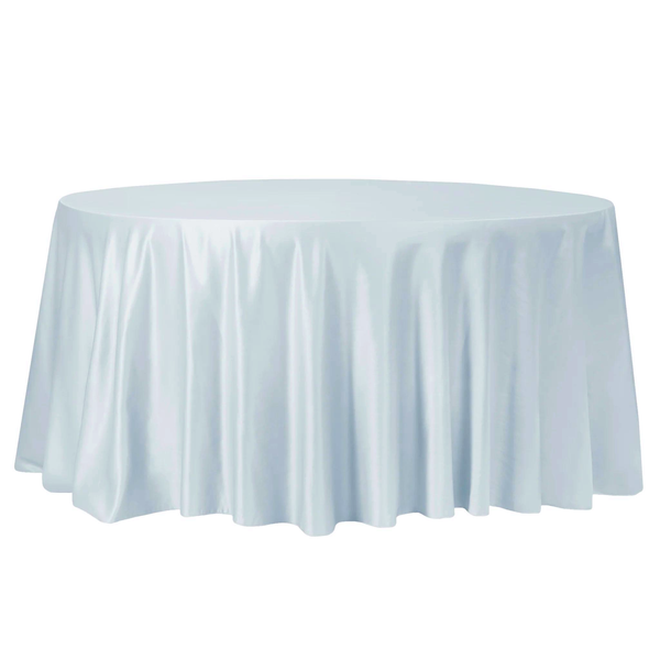 120" Dusty Blue Lamour Satin Tablecloths - Round