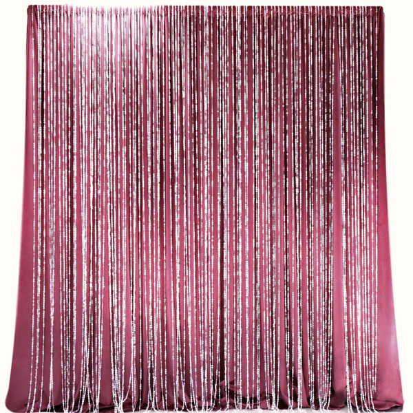 Berry Velvet Curtains and Crystal Strands Backdrop Service