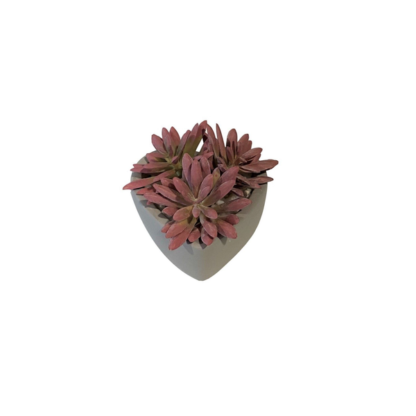 Faux Pink Succulent -Cement Heart Base -Small