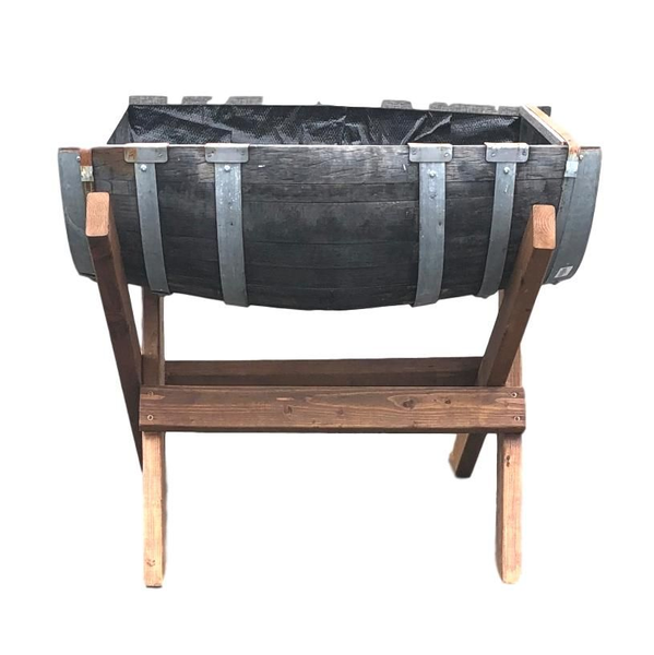 Half Wine Barrel on Cradle Stand