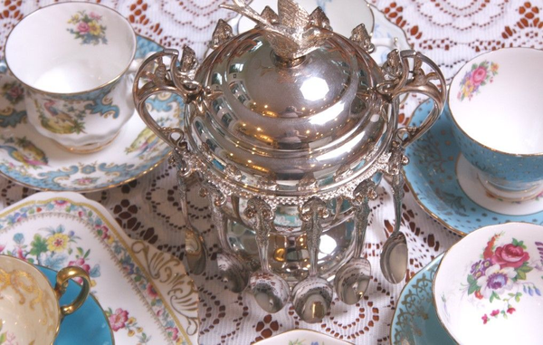 Real Silver Sugar Bowl with Spoons