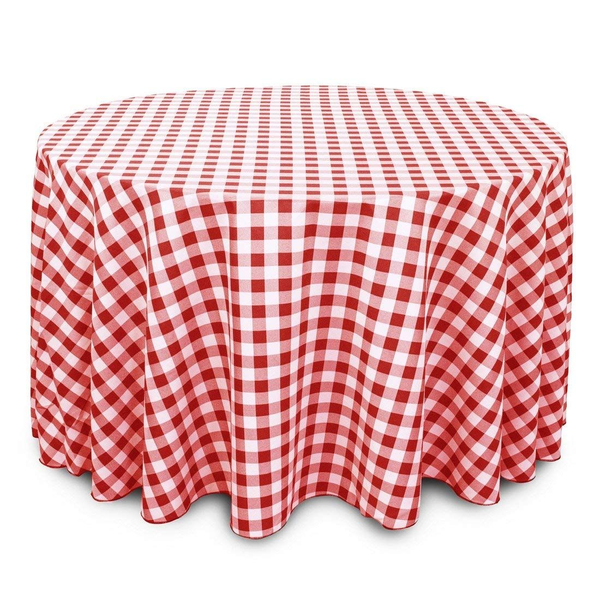 120" Red Checkered  Round Tablecloths