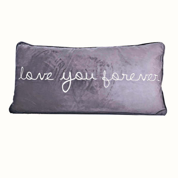 Lavender Velvet Pillow "love you forever" 