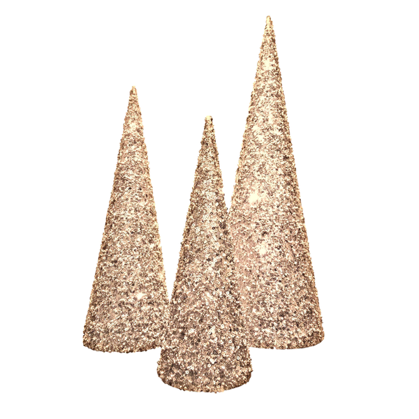 Glittery Champagne Tabletop Tree Sets