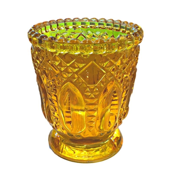 Yellow Fancy Glass Votive Holders