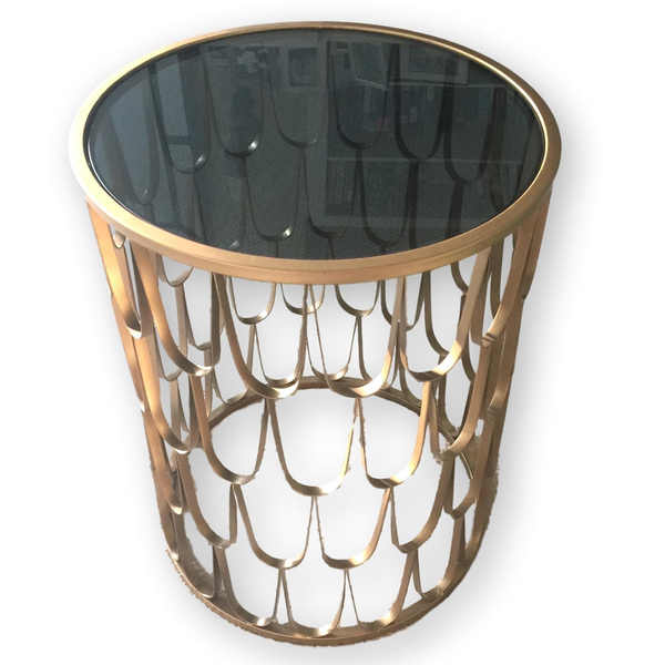 Smokey Glass Gold Accent Table