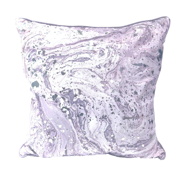 Purple Marble and Silver Foil Accents Pillows