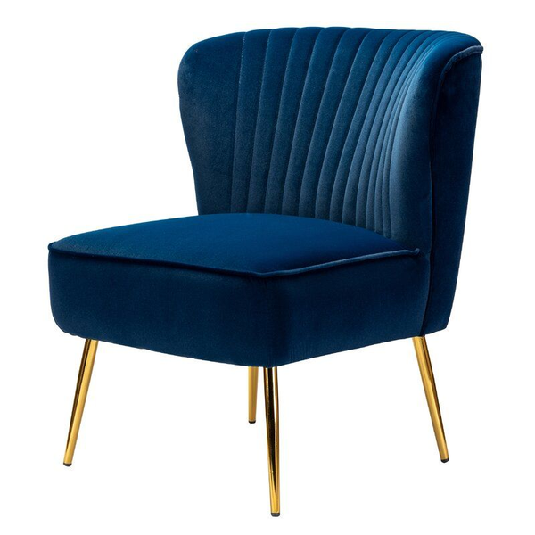 Blue Velvet Chair with Gold Legs 