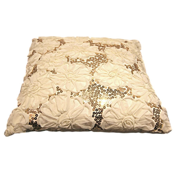 Cream and Gold Sequin Pillow