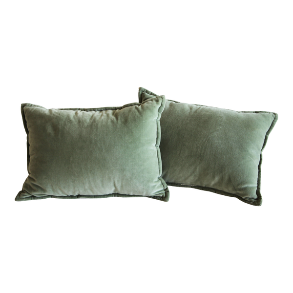 Pair of sage velvet rectangle pillows