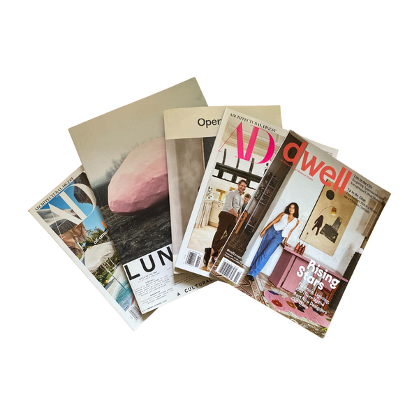 Assortment of magazines availble for rent for home staging