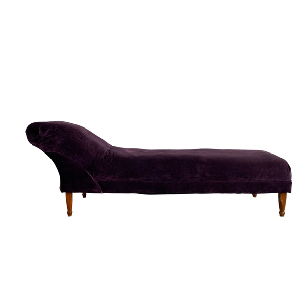 Simple deep purple chaise from Relics Rentals based in Milwaukee