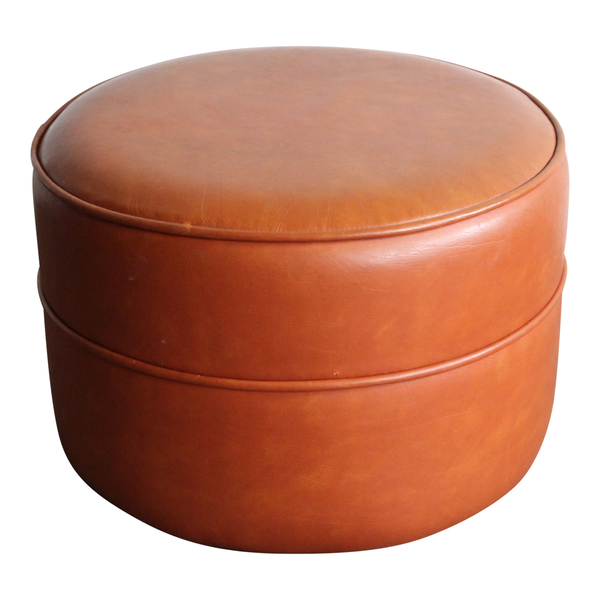 Rust color leather pouf