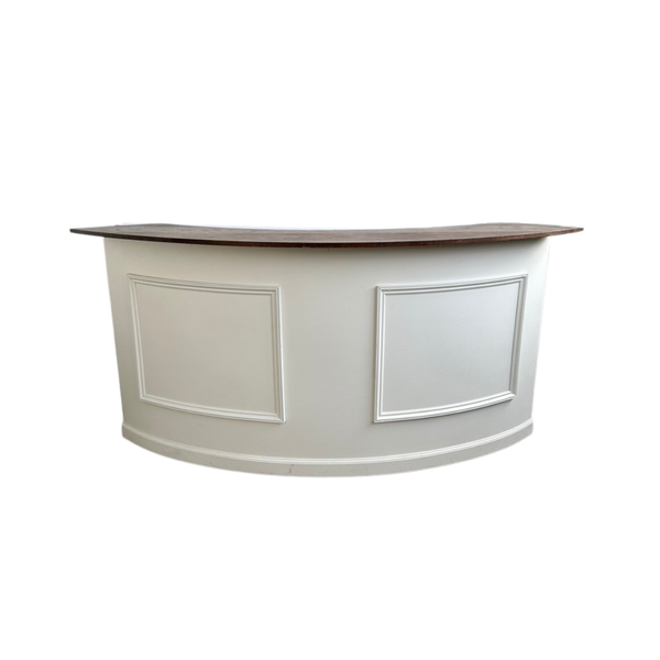 Rotunda Quarter Round Bar with stately white mounding and a dark wood stained top