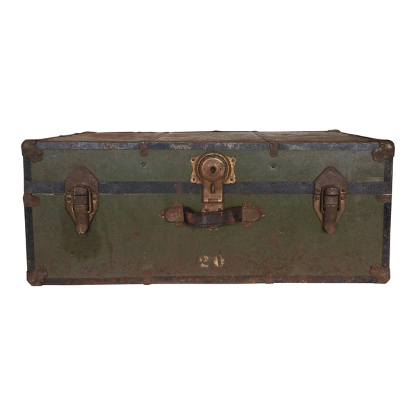 Deep green with brass details antique trunk