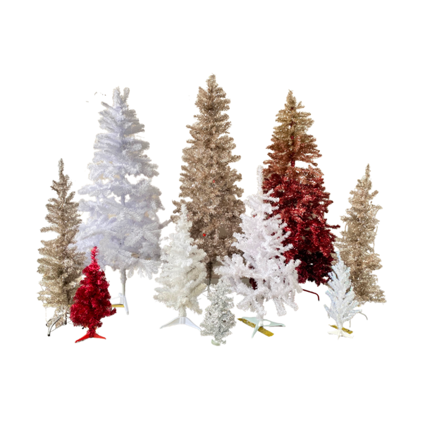 Tinsel holiday trees for holiday party rentals and holiday events