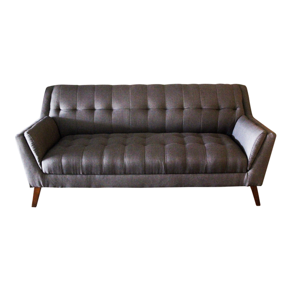 Mid century modern grey slate sofa looks sleak in any event lounge