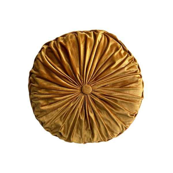 Gold velvet circle pillow great for any event or wedding lounge