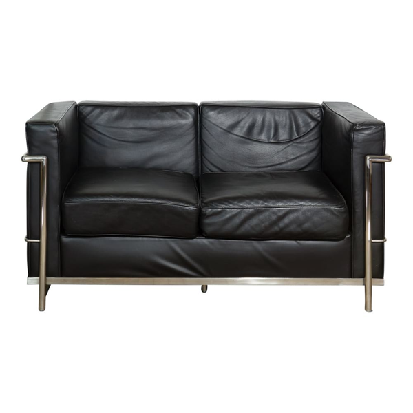 Modern black cube settee that matches the cube sofa and cube chair