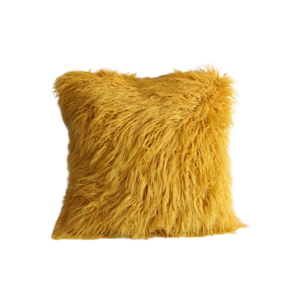 Shag yellow pillow for party rentals