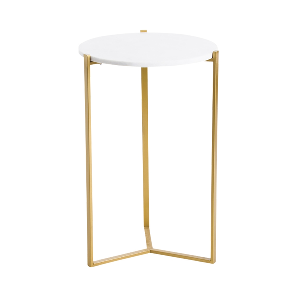 marble top accent table with thin gold base