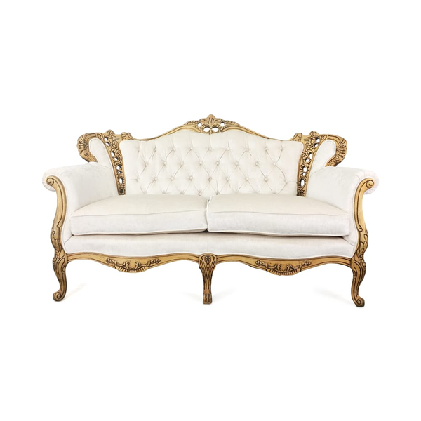 vintage off white velvet settee