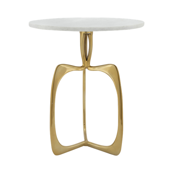 sculptural gold base table with marble top