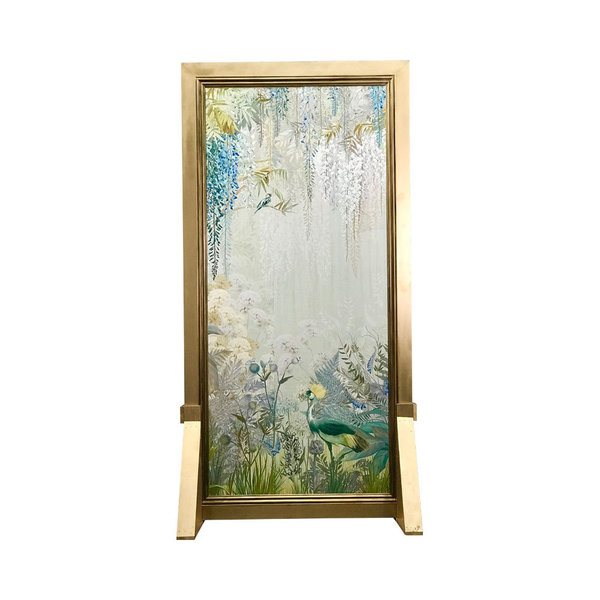 gold frame vintage floral chinoiserie backdrop rental for wedding ceremony
