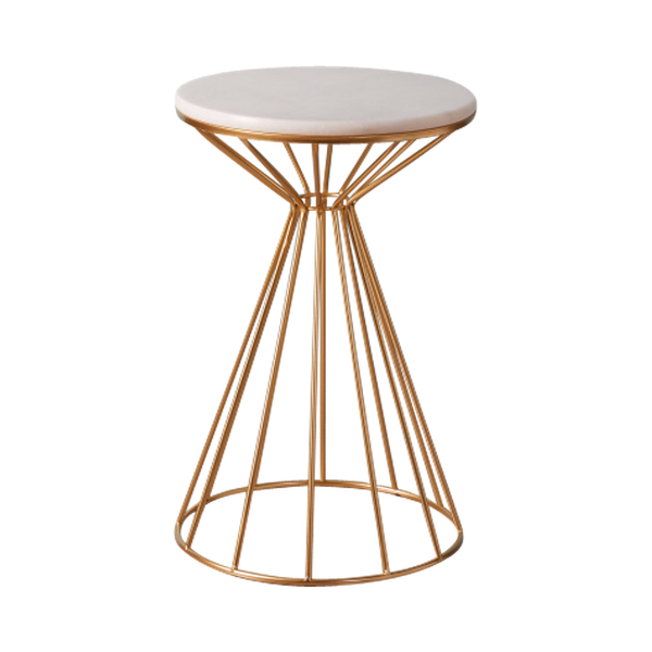 marble top accent table with caged gold base