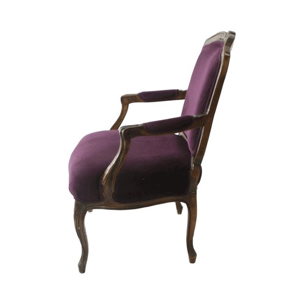 vintage french purple velvet dark wood chair rental reception ceremony