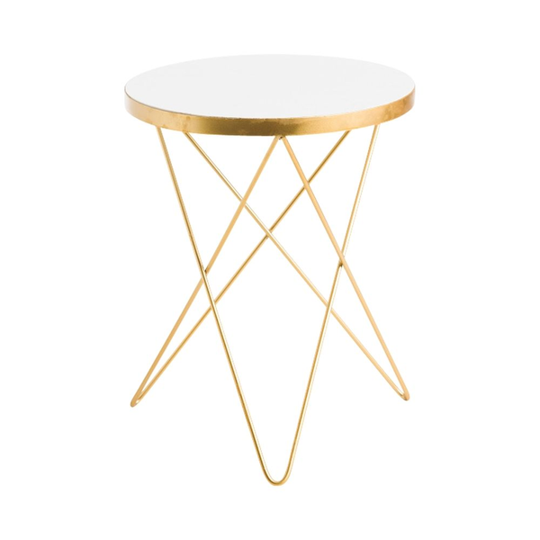 marble top accent table with gold hairpin legs
