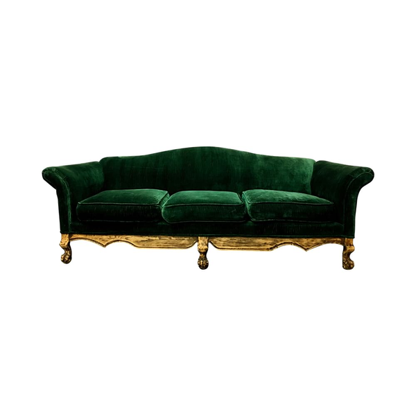 vintage green velvet sofa