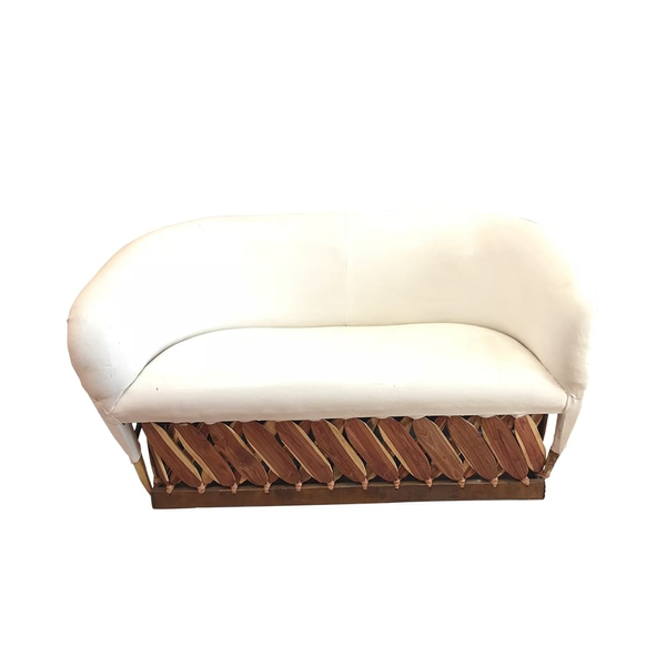 equipale white leather loveseat