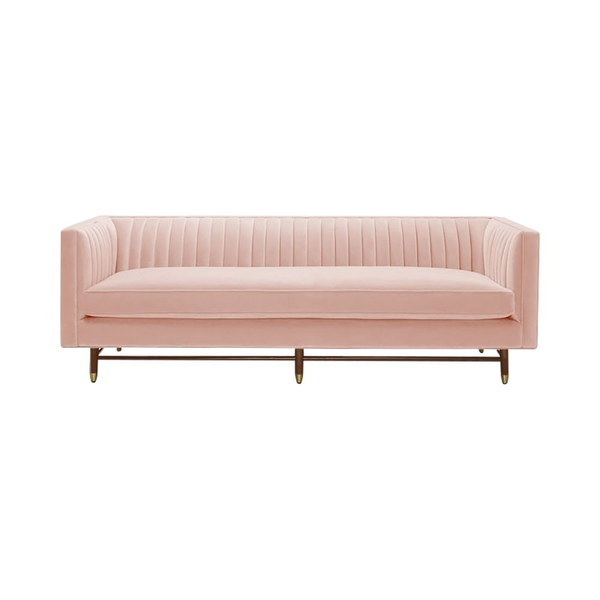 modern pink channel  back sofa