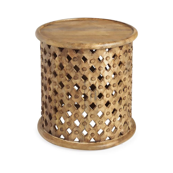 wood cylinder style accent table 