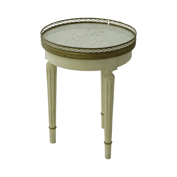 vintage marble top accent table with white tripod woo legs