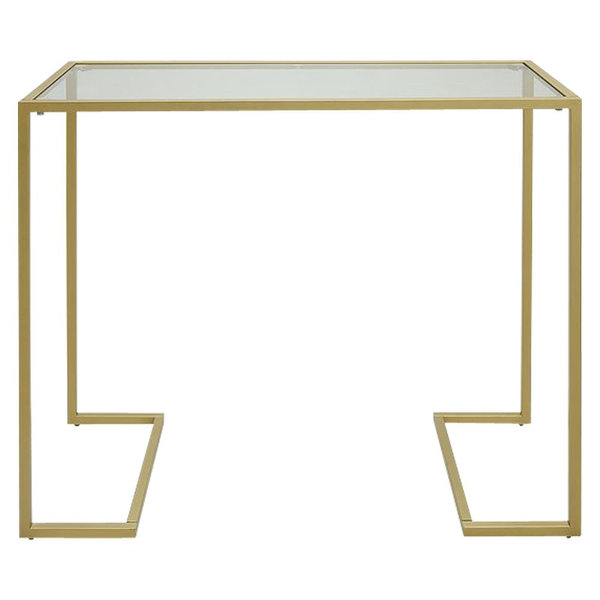 modern glass top and gold frame console table