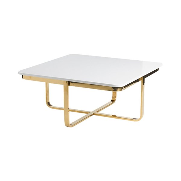modern white and gold square coffee table rental for wedding lounge