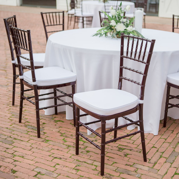 Mahogany Chiavari chairs at wedding at Goodwood Carriage house.