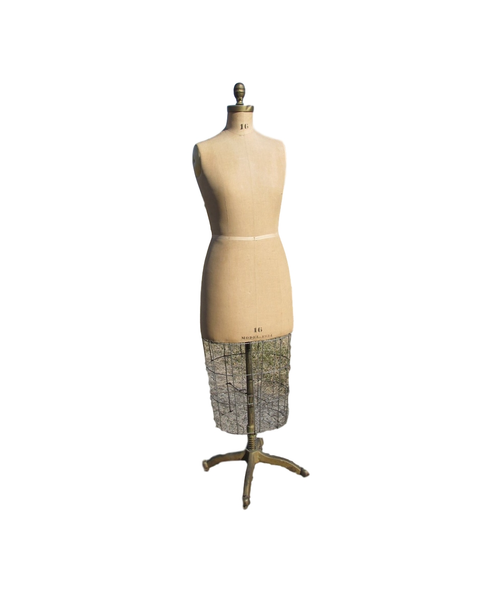 Professional Dressmakers Mannequin Form with Vintage Base & Cage