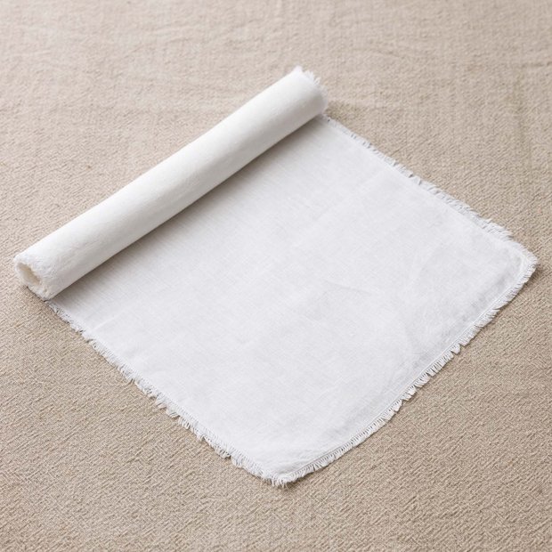 Ivory Fringe Linen Table Runner