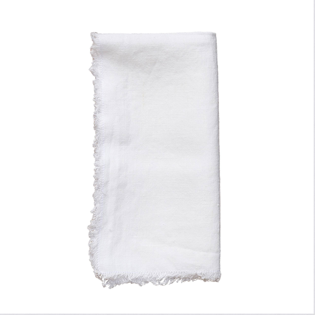 Off-White Fringed Linen Napkin