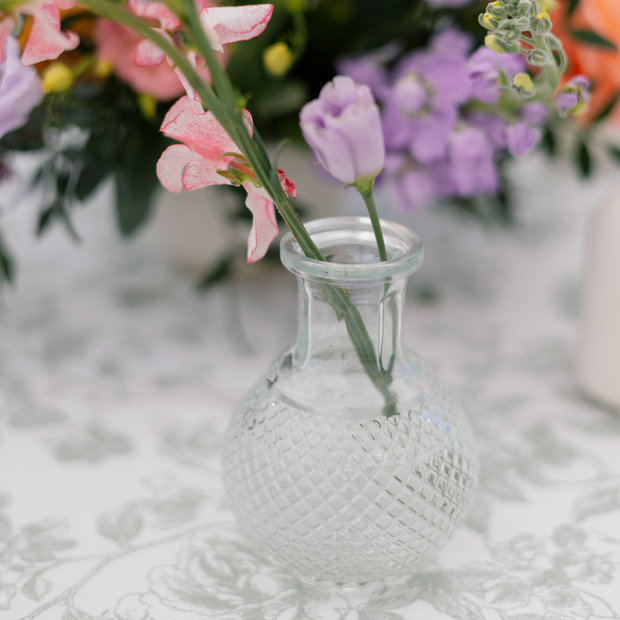 Diamond Cut Glass Bud Vase - Gourd