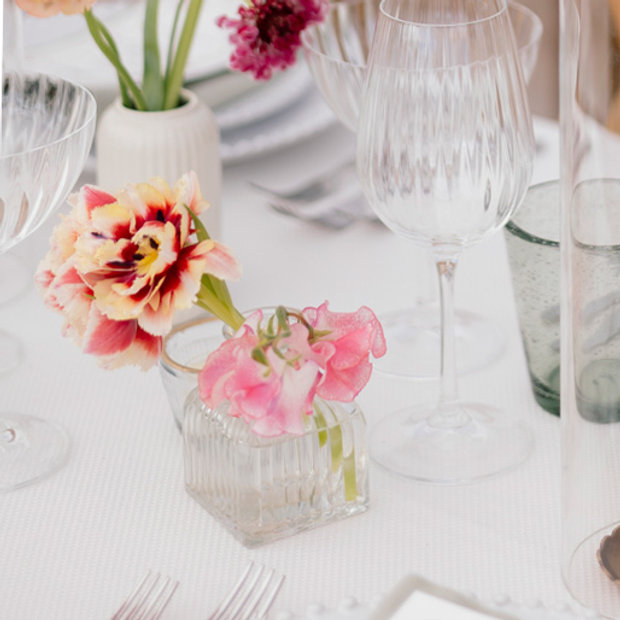 Ribbed Glass Bud Vase - Square