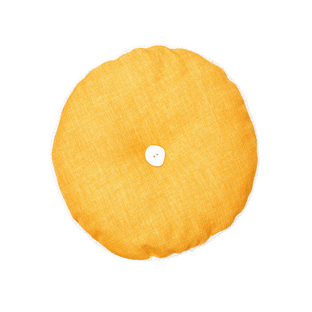 Round Seat Cushion - Yellow Linen