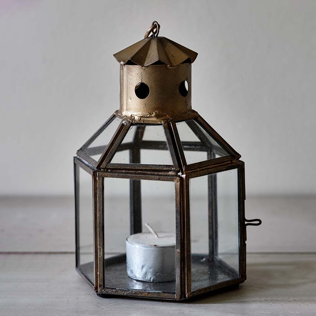 Hexagonal Brass Lantern (small)